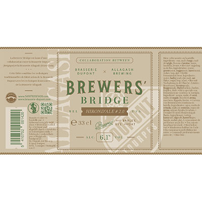 5410702001420 Brewers' Bridge - 33cl Bier met nagisting in de fles Sticker Front